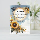 Zonnebloem afstudeerfeest uitnodiging (Staand voorkant)