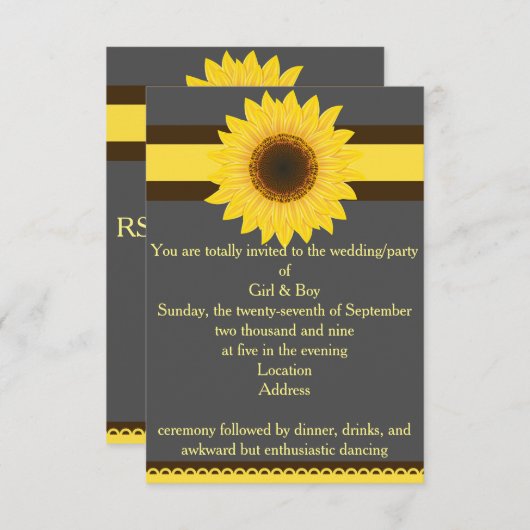 Zonnebloem Algemene uitnodiging (Voorkant / Achterkant)