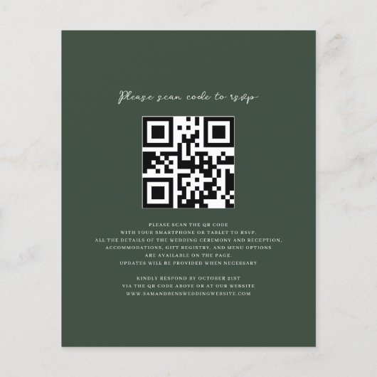 Zonnebloem All-in-One QR Code Bruiloft uitnodiging (Achterkant)