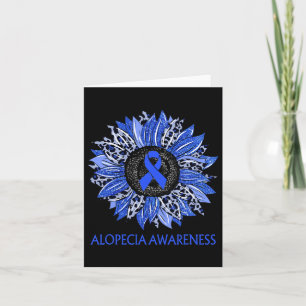 Zonnebloem Alopecia Bewustzijn Blauwe Lint Steun Kaart