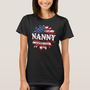 Zonnebloem Amerikaanse nanny Patriotic USA vlag 4e T-shirt