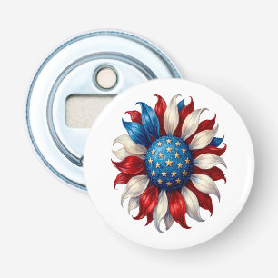 Zonnebloem Amerikaanse Vlag 4 Juli Button Flesopener