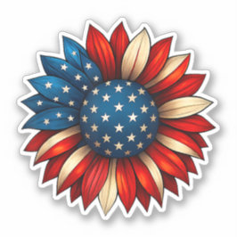 Zonnebloem Amerikaanse Vlag 4 juli Merica USA Sticker