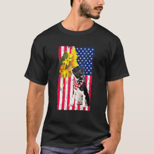 Zonnebloem Amerikaanse Vlag Chihuahua Hond T-shirt