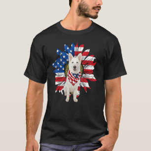 Zonnebloem Amerikaanse Vlag Duitse Herder 4 juli T-shirt