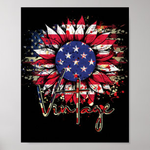 Zonnebloem Amerikaanse vlag Grafisch 4 juli Poster