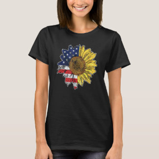 Zonnebloem Amerikaanse vlag Patriottische 4 juli 1 T-shirt