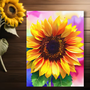 Zonnebloem Ansichtkaart - Levendige bloemenkunst - Briefkaart