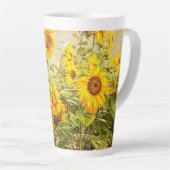 Zonnebloem  Antiek geelbloem Latte Mok (Rechterhoek)