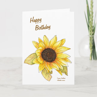 Zonnebloem aquarel aanpasbare wenskaart kaart