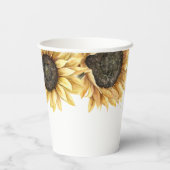 Zonnebloem Aquarel Bloem Bruiloft Feest Papieren Bekers (Achterkant)