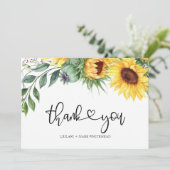 Zonnebloem Aquarel Dank Je Bedankkaart (Staand voorkant)