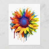 Zonnebloem Art Abstract Bloem Schilderij Kunstwerk Informatiekaartje (Achterkant)