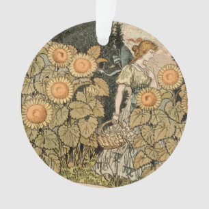 Zonnebloem Art Nouveau Tuin Grasset Vrouw Ornament