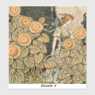 Zonnebloem Art Nouveau Tuin Grasset Vrouw Sticker