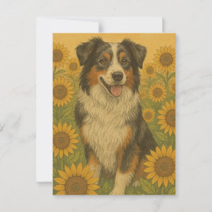 Zonnebloem Australian Shepherd Briefkaart