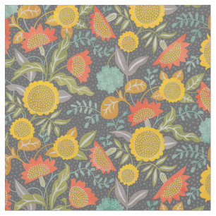 Zonnebloem Autumn Garden Whimsical Botanical Stof
