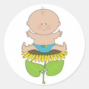 Zonnebloem Baby Boy Ronde Sticker
