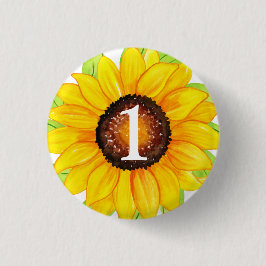 Zonnebloem Baby Girl Aangepaste leeftijd Ronde Button 3,2 Cm