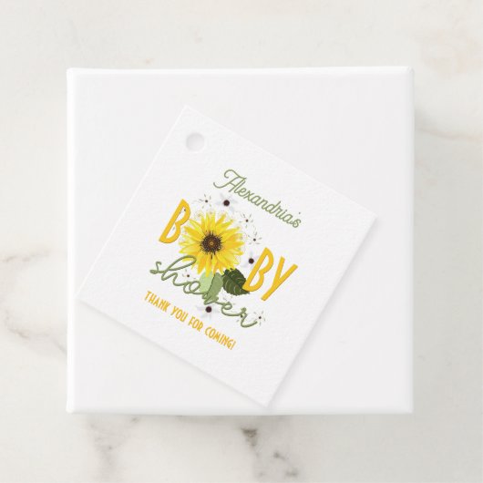 Zonnebloem Baby shower Bedankjes Labels (In situ)
