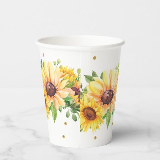 Zonnebloem Baby shower Birthday Bridal  Papieren Bekers (Rechts)