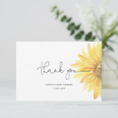 Zonnebloem baby shower dank je kaart (Staand voorkant)