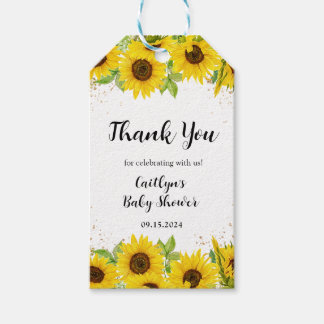 Zonnebloem Baby shower Dank u Cadeaulabel