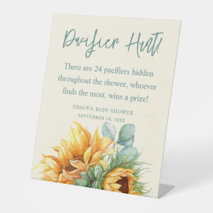 Zonnebloem Baby Shower Fopspenen Jacht Spel Reclamebord Met Voetstuk