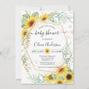 Zonnebloem Baby shower Herfst Boho Kaart