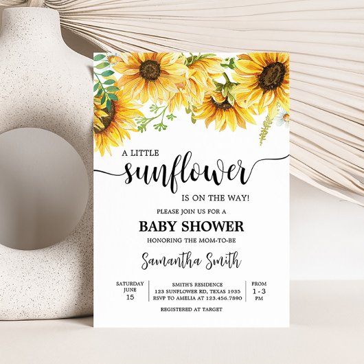 Zonnebloem Baby shower Kaart