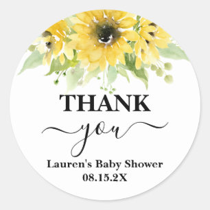 Zonnebloem Baby shower Meisje Classic Round Sticke Ronde Sticker
