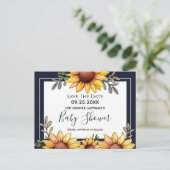 Zonnebloem Baby shower Opslaan Datum uitnodiging (Staand voorkant)
