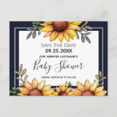 Zonnebloem Baby shower Opslaan Datum uitnodiging (Voorkant)