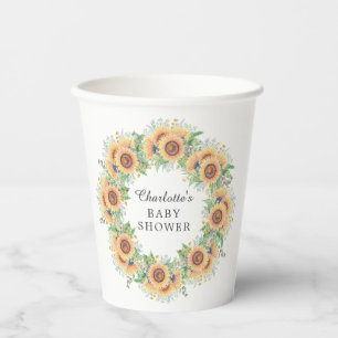 Zonnebloem Baby shower Square Paper Onderzetter Papieren Bekers