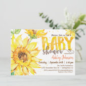 Zonnebloem Baby shower uitnodiging (Staand voorkant)
