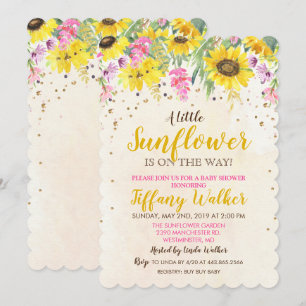 Zonnebloem Baby Shower Uitnodiging