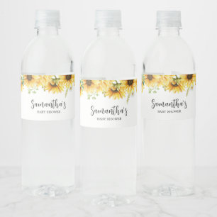 Zonnebloem Baby shower Waterfles Etiket