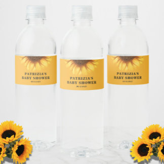 Zonnebloem Baby Shower Waterfles Etiket
