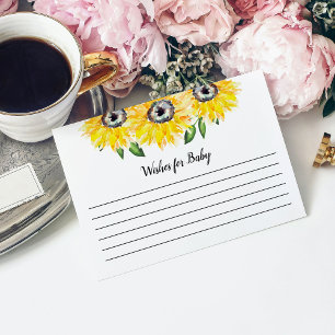 Zonnebloem Baby shower Wensen voor Baby Rustic Informatiekaartje