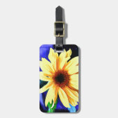 Zonnebloem Bagagelabel met lederriem (Voorkant verticaal)