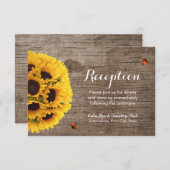 Zonnebloem Barn Wood Rustic Wedding Reception Kaart (Voorkant / Achterkant)