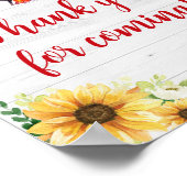 Zonnebloem BBQ Baby shower Bedankt voor het komen Poster (Hoek)
