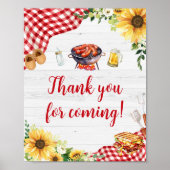 Zonnebloem BBQ Baby shower Bedankt voor het komen Poster (Voorkant)