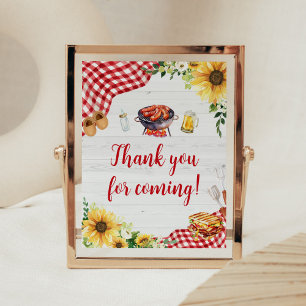 Zonnebloem BBQ Baby shower Bedankt voor het komen Poster