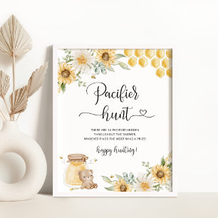 Zonnebloem beer pacifier jachtwedstrijd baby showe poster