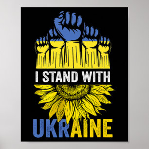 Zonnebloem Bid Voor Oekraïense Vlag Ik Sta Met Oek Poster
