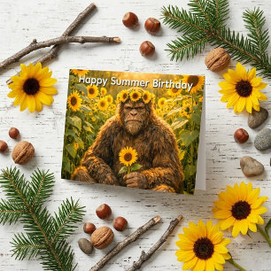 Zonnebloem Bigfoot Zomer Verjaardag Schattig Sasqu Kaart