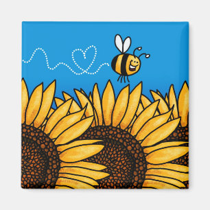 zonnebloem bij bijen magneet