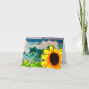 Zonnebloem bij de strand kaart