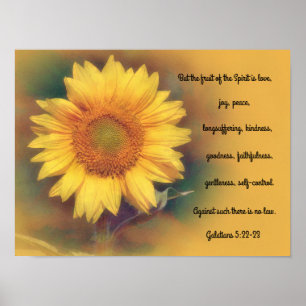 Zonnebloem Bijbel Verse Art Poster